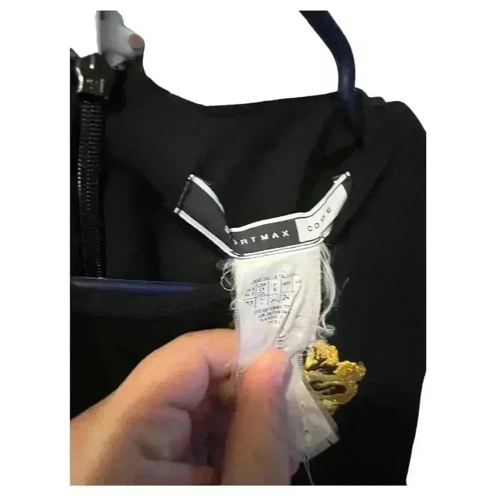 Sportmax Women's Black Floral A-Line Midi Dress Size 12 - Picture 2 of 10